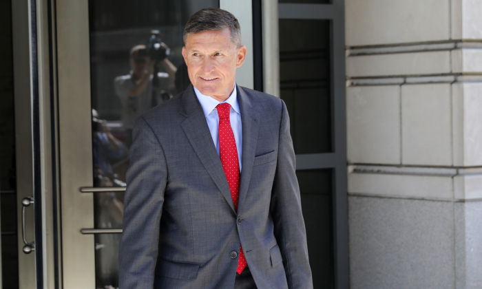 General Michael Flynn, former National Security Advisor to President Donald Trump, departs the E. Barrett Prettyman United States Courthouse following a pre-sentencing hearing on July 10, 2018. (Aaron P. Bernstein/Getty Images)