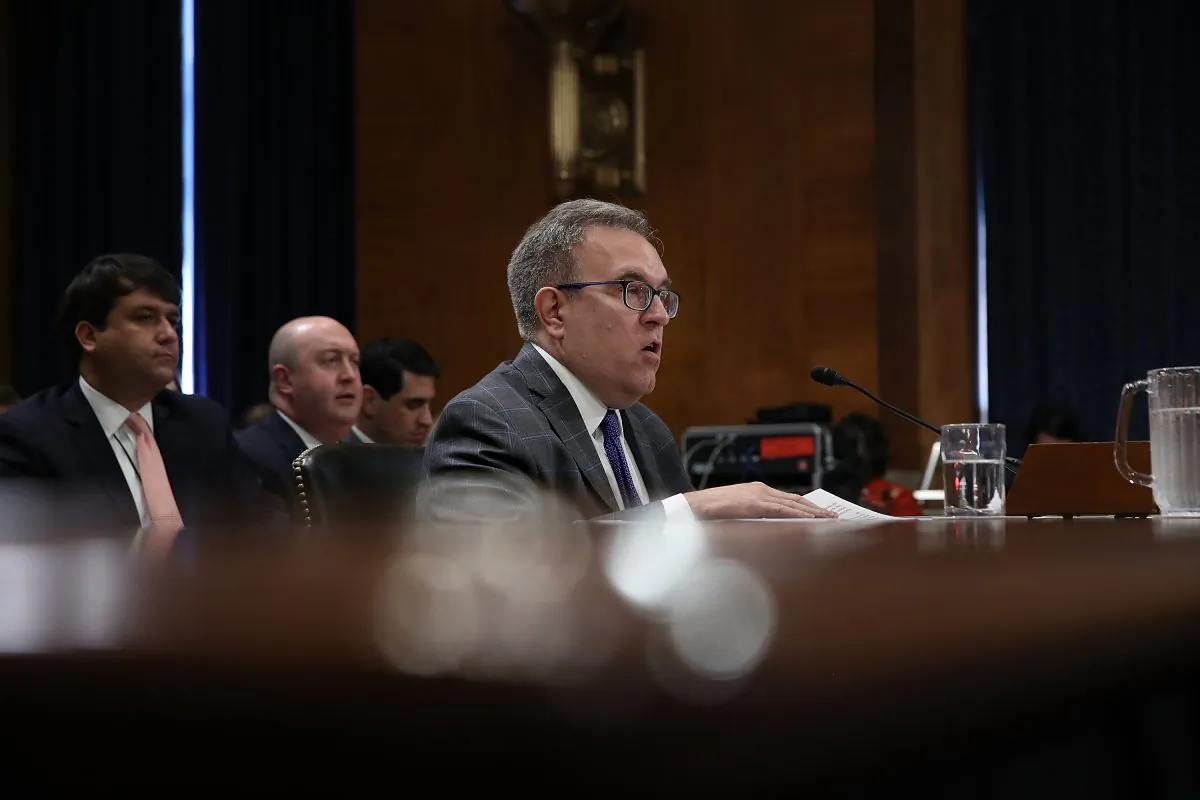 Acting EPA Administrator Andrew Wheeler testifies before the Senate Environment and Public Works Committee in Washington on Aug. 1, 2018. (Win McNamee/Getty Images)