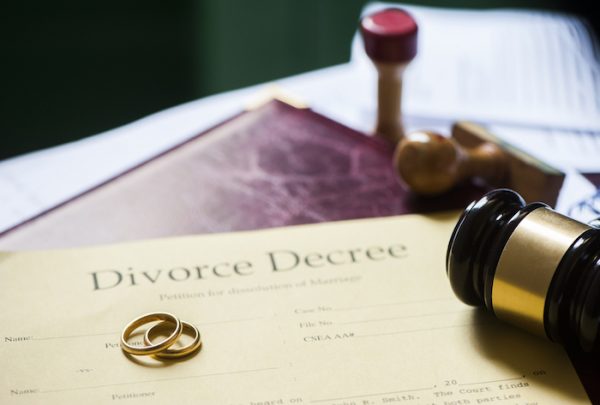 Divorce Judgment and Wooden Gavel