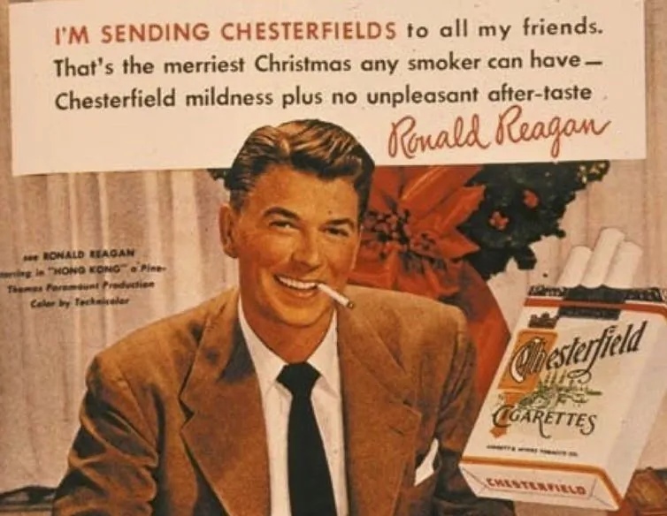 This ad featuring then-actor Ronald Reagan is an example of industry advertising that made smoking so popular.
(University of California San Francisco Tobacco Archives, CC BY-SA)