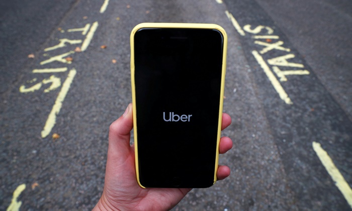 The Uber app on a mobile phone