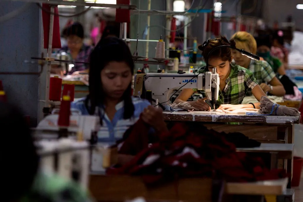 Laborers work at a garment factory in Yangon, Burma on Nov. 1, 2018. (Ye Aung Thu/AFP/Getty Images)