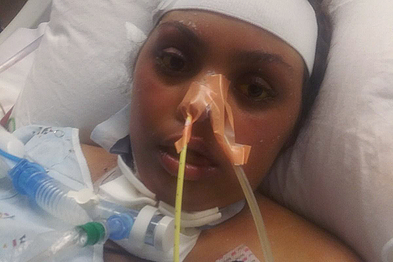 Chrissy is still stuck full of tubes