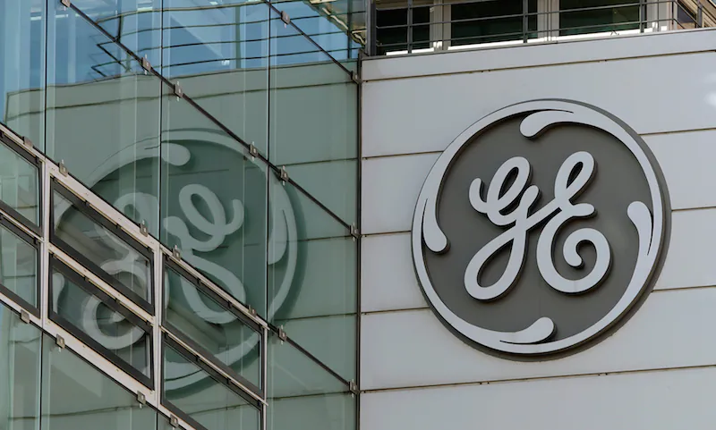 The logo of General Electric is seen at its plant in Baden, Switzerland on Nov. 15, 2017. (Arnd Wiegmann/Reuters)