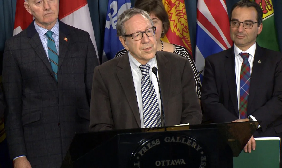 Irwin Cotler, founder and chair of the Raoul Wallenberg Centre for Human Rights, speaks at a press conference in Ottawa on Dec. 10, 2018. (NTD Television)