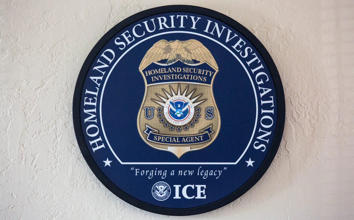 ICE Homeland Security Investigations logo. (Samira Bouaou/The Epoch Times)