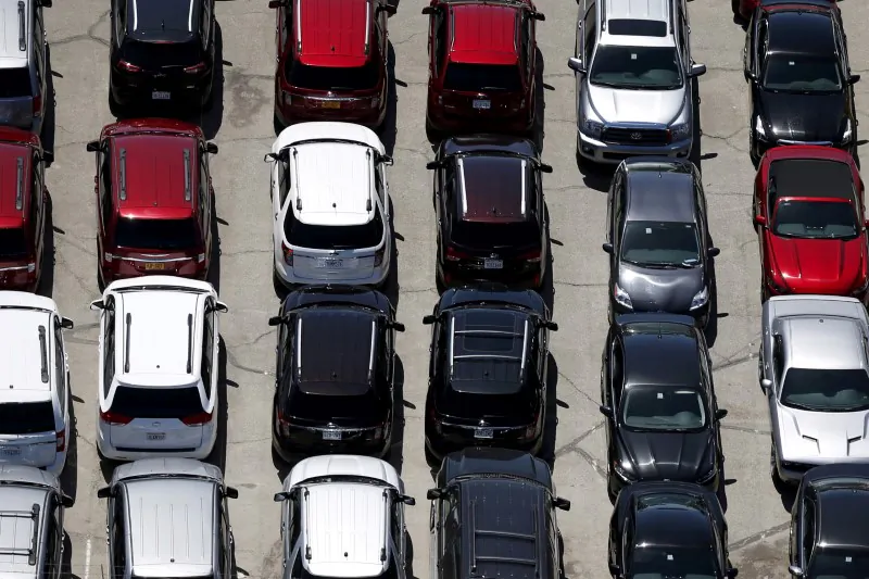Cars are seen in a parking lot in Palm Springs, California, U.S. on April 13, 2015. (Lucy Nicholson/Reuters)