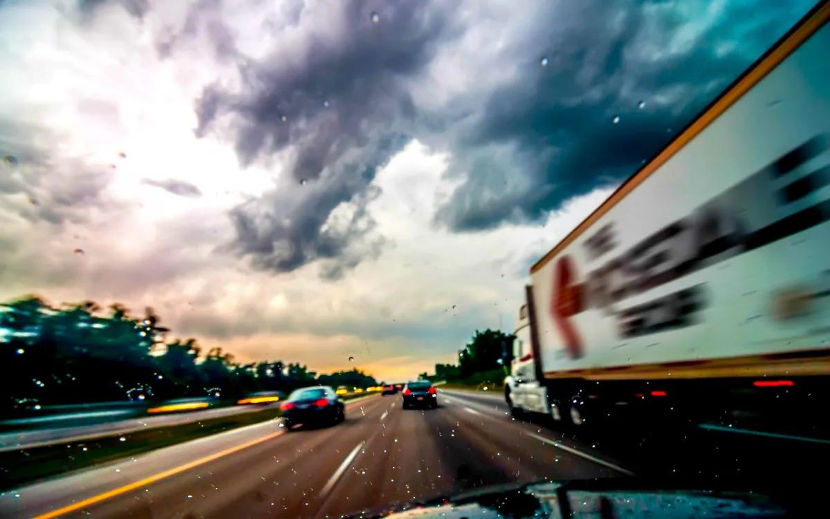 Undated file photo of a truck on a highway in rainy conditions. A Facebook post detailing the actions of Brendan Foote, an Australian truck driver who guided a couple to safety in a downpour on Dec. 13, 2018, in Queensland, Australia, has gone viral. (CC0/Pixabay)