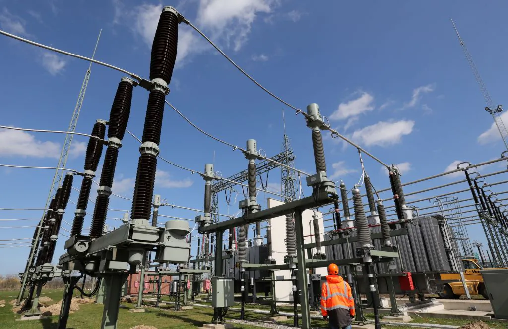 A facility of the transmission grid operator 50Hertz in Bentwisch, eastern Germany, on April 17, 2018. (Bernd Wuestneck/AFP/Getty Images)