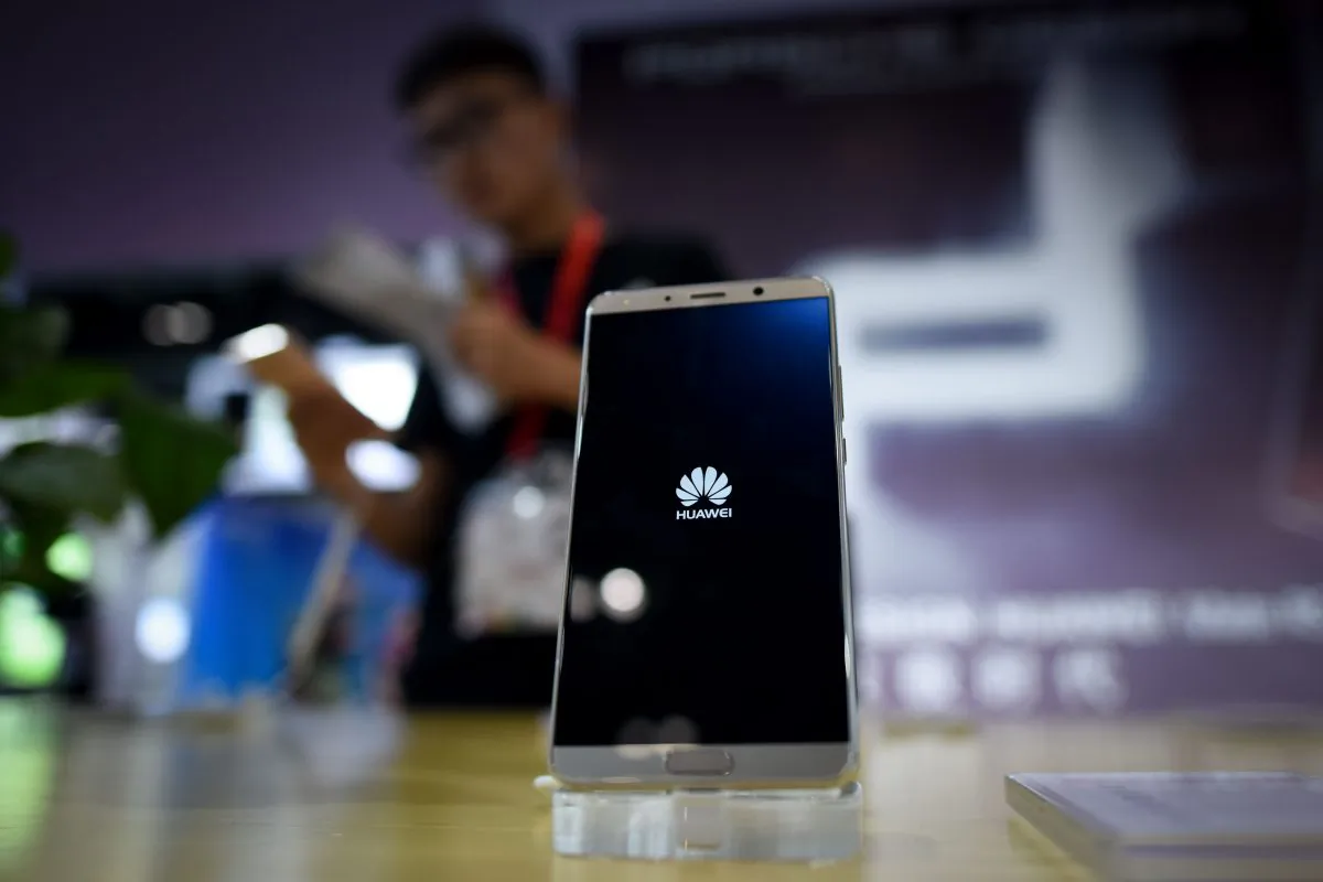A Huawei mobile phone on display in Beijing on July 9, 2018. (WANG ZHAO/AFP/Getty Images)