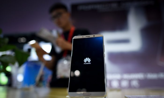 A Huawei mobile phone on display in Beijing on July 9, 2018. (WANG ZHAO/AFP/Getty Images)