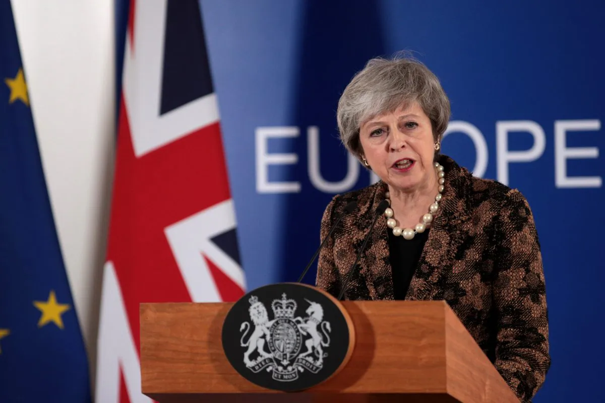 British Prime Minister Theresa May holds a press conference at the European Council during the two-day EU summit on Dec. 14, 2018, in Brussels, Belgium. May returned to the EU summit to secure greater assurances on the temporary nature of the Irish Backstop, in turn hoping to persuade MPs to vote her Brexit Deal through Parliament in the coming weeks. (Dan Kitwood/Getty Images)