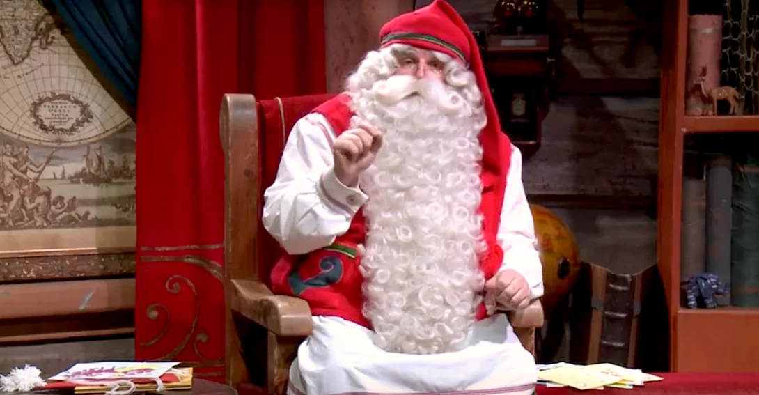A traditional Santa in Santa Claus Village in Rovaniemi, Lapland. (via Reuters video)