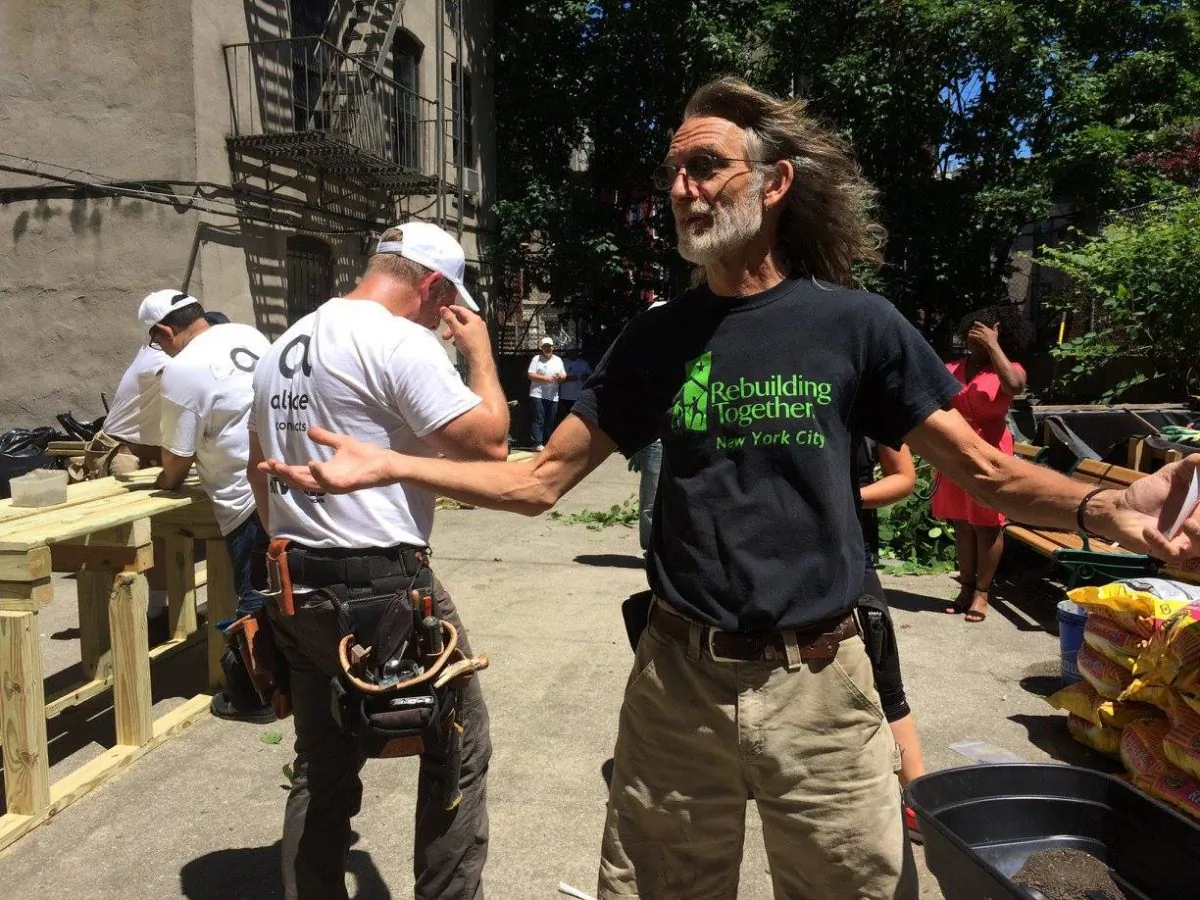 Terry Scott working on a job at Banana Kelly in the Bronx. (Courtesy of Rebuilding Together NYC)