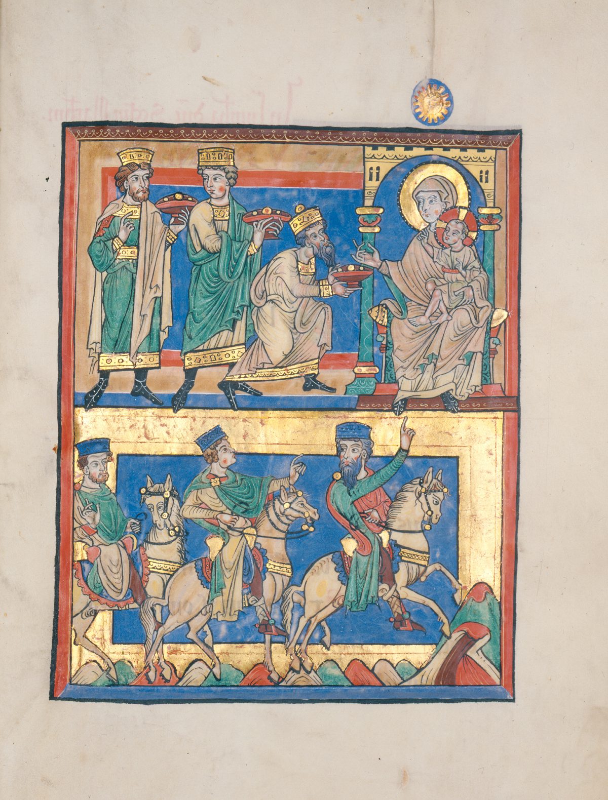 illuminated German manuscript-adoration of Magi