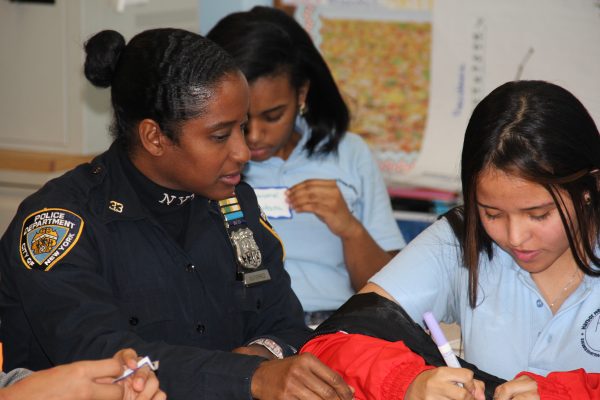 an officer with a girl