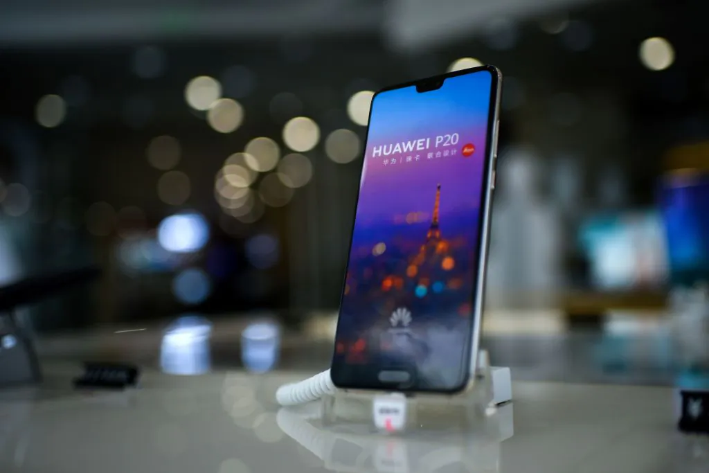 A Huawei smartphone is displayed at a Huawei store in Beijing on Aug. 7, 2018. (Wang Zhao/AFP/Getty Images)