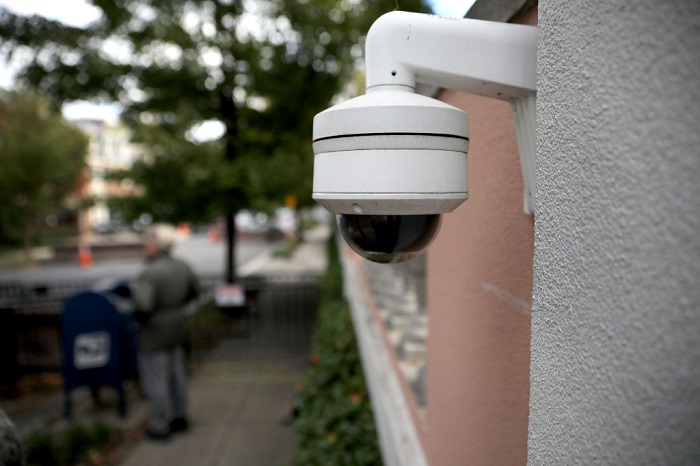 A security camera monitors a block in DC.