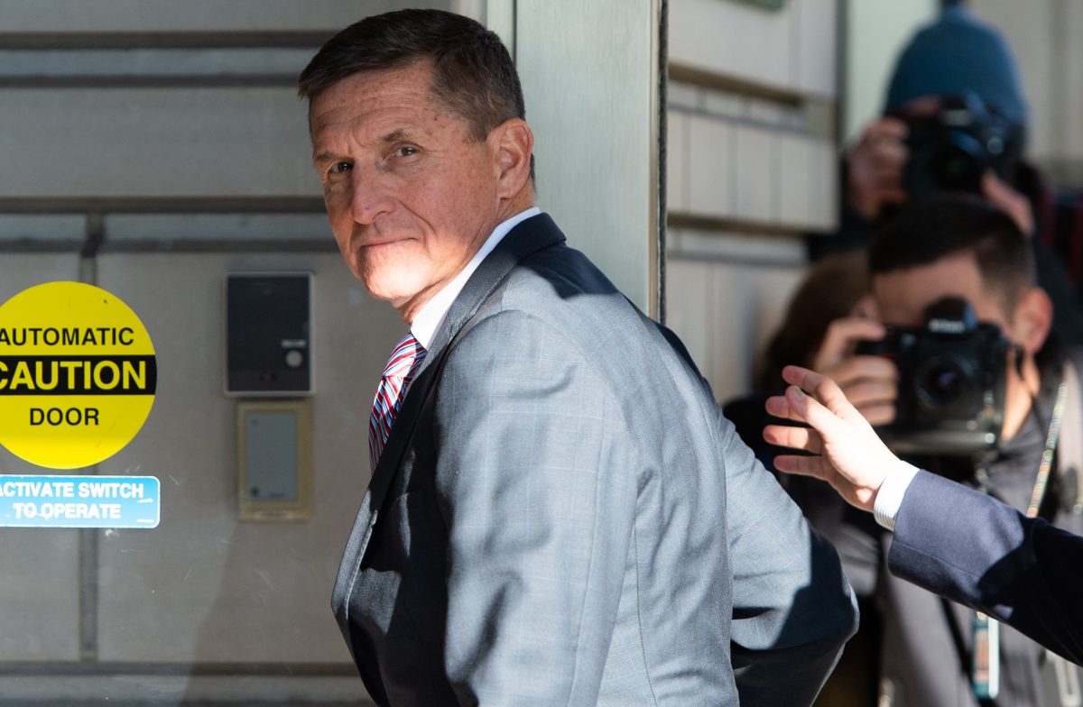 Former National Security Advisor General Michael Flynn arrives for his sentencing hearing at U.S. District Court in Washington