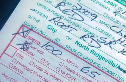 A police officer in North Ridgeville, Ohio recently pulled over a teenager for driving 100 miles per hour, 35 miles per hour over the speed limit. Afterward, the officer posted a letter on Facebook urging people not to speed. (North Ridgeville Police Department/Facebook)