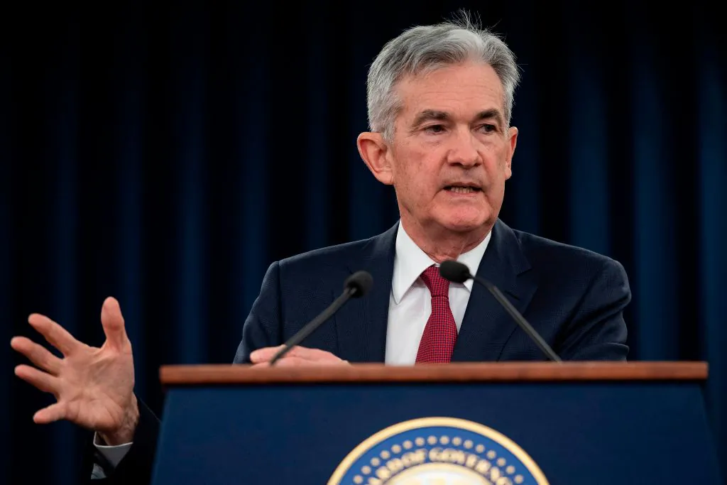 US Federal Reserve Board Chairman Jerome Powell holds a news conference after a Federal Open Market Committee meeting in Washington, DC, Dec. 19, 2018. (Jim Watson/AFP/Getty Images)