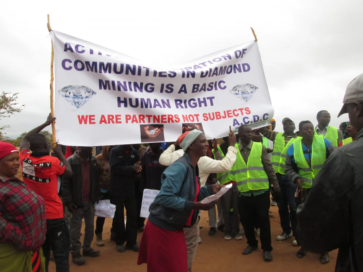 People in Marange, Zimbabwe demonstrate against diamond mining companies. (James Mupfumi)