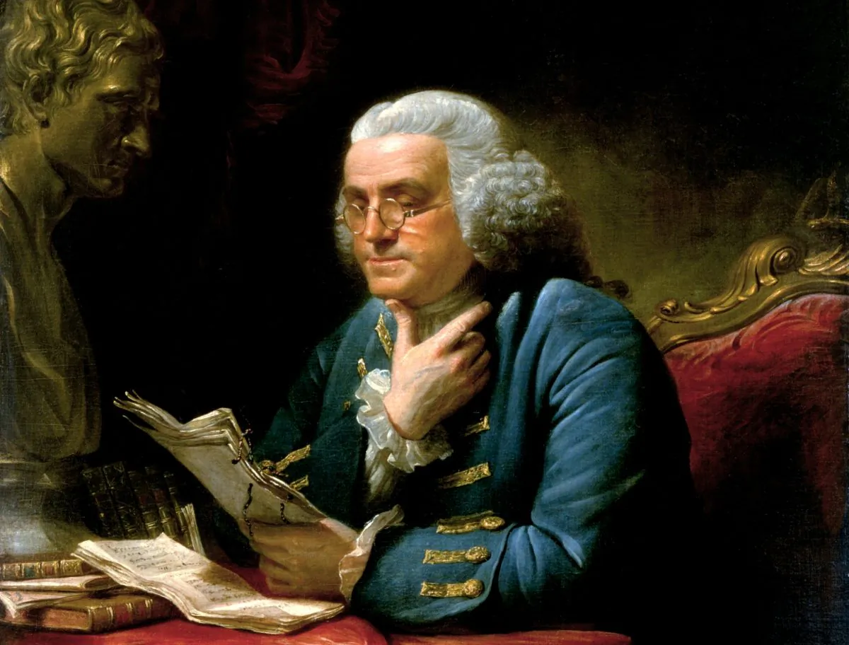Ben Franklin was a reader. Portrait Benjamin Franklin in London, 1767, by David Martin. (Public Domain)