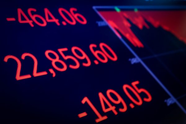A screen displays the Dow Jones Industrial Average after the close of trading on the floor of the NYSE in New York