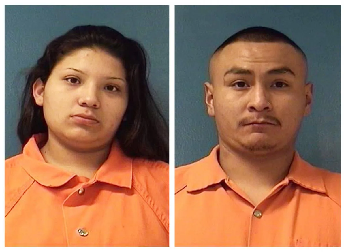This combination of Saturday, Dec. 8, 2018 booking photos providing by McKinley County Adult Detention Center shows Shayanne Nelson, left, and Tyrell Bitsilly, right. (McKinley County Adult Detention Center via AP)