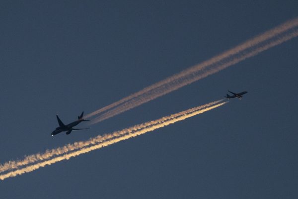 Planes cross paths London