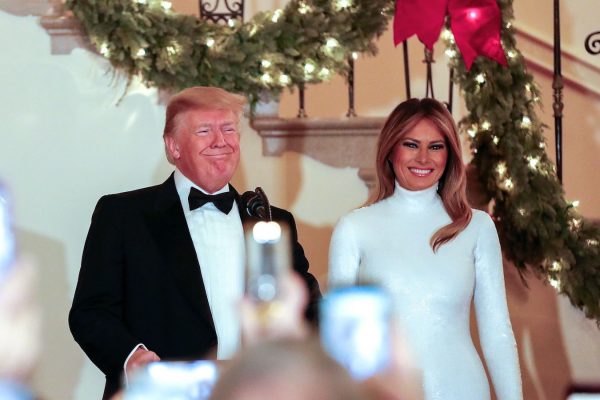 President Trump and Melania greet guests at 2018 congressional ball.