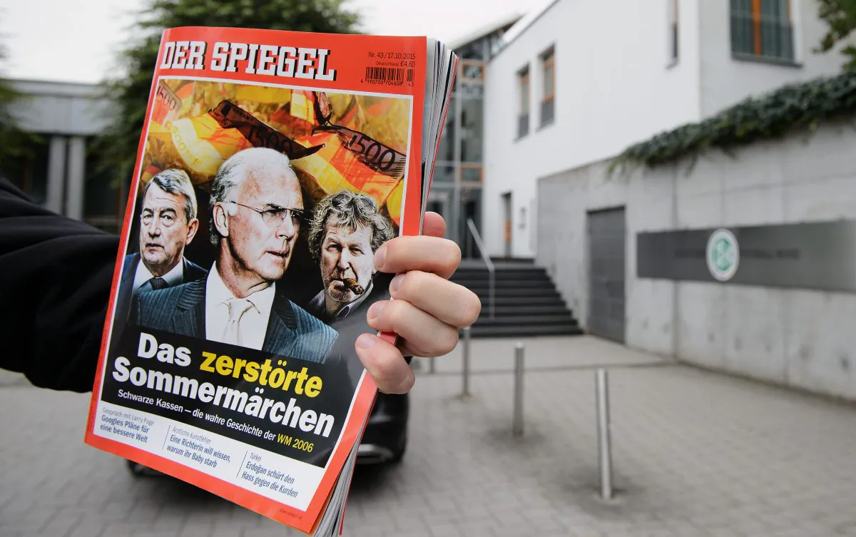 Der Spiegel magazine is held up in Frankfurt, Germany, on Oct. 17, 2015. (Matthias Hangst/Getty Images)