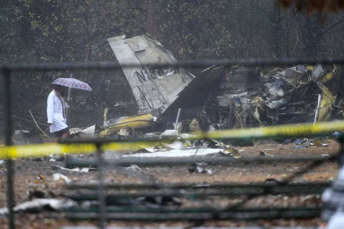 A person investigates the scene of small plane crash in a city park which killed all on board in northwest Atlanta, on Dec 20, 2018. (John Amis/AP)