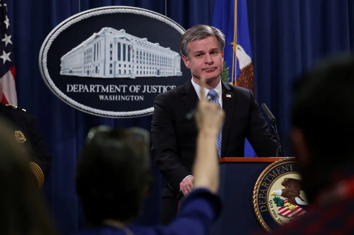 FBI Director Christopher Wray answers questions from reporters during a news conference at the Justice Department in Washington, D.C. on Oct. 26, 2018. (Jonathan Ernst/Reuters)