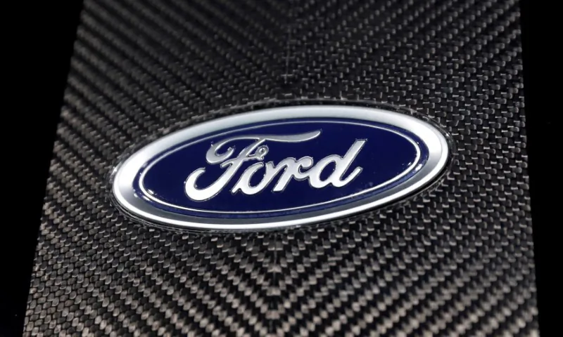 The Ford logo at the New York Auto Show in the Manhattan borough of New York City, New York, on March 29, 2018. (Shannon Stapleton/File Photo/Reuters)