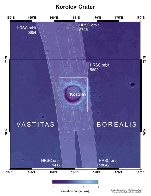 topographical map of Korolev crater
