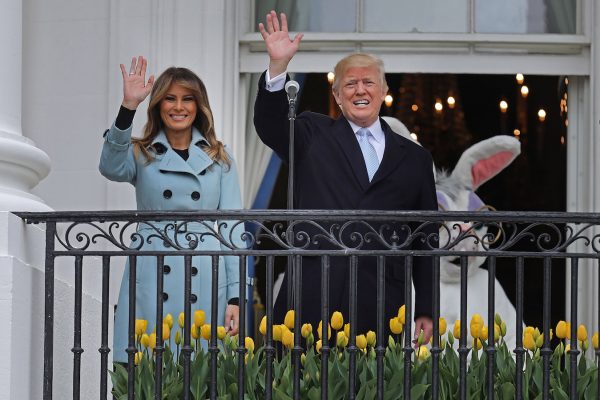 Trump and Melania during the 140th easter egg roll.