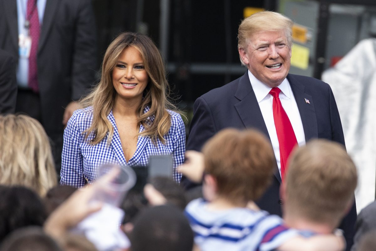 Trump and Melania greet guests for the 4th of July.
