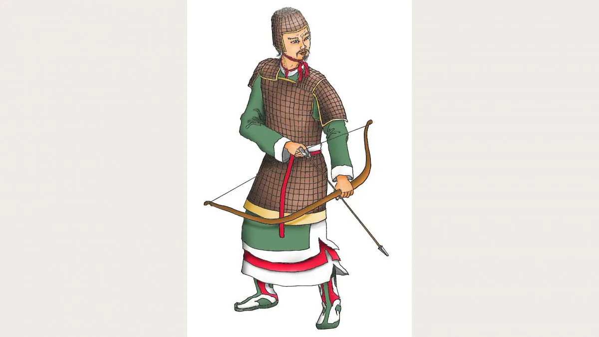 Illustration of an ancient Chinese bowman. (Illustration of Bowman By Sun MIngguo/The Epoch Times)