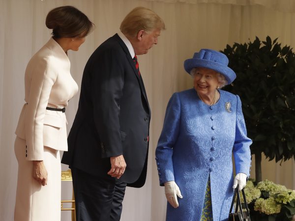 Trump, Melania, and Queen Elizabeth II.
