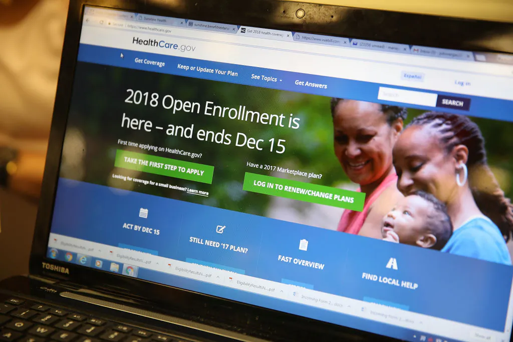 A computer screen shows the enrollment page for the Affordable Care Act on Nov. 1, 2017. (Joe Raedle/Getty Images)