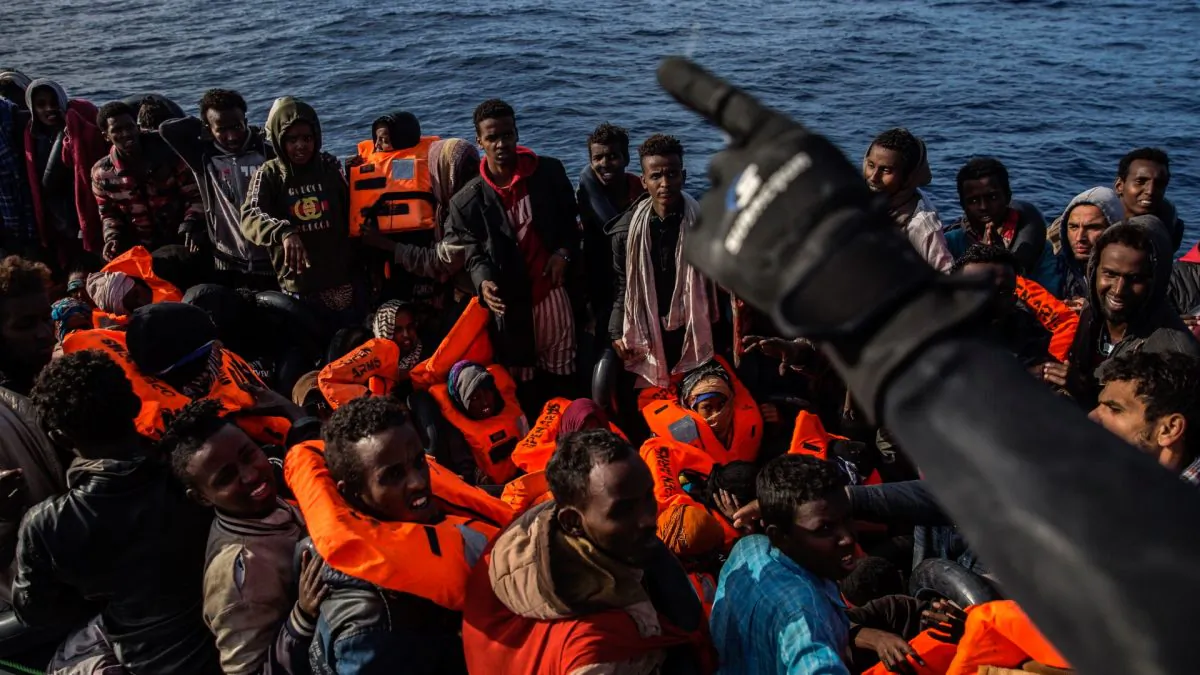 Rescued migrants from three boats crossing the Mediterranean from North Africa to Europe, on Dec. 21, 2018. (Olmo Calvo /AP)