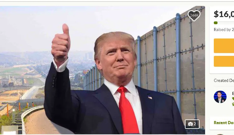 A GoFundMe page titled, “We The People Will Fund The Wall,” has raised $16 million out of the $1 billion required for construction as of Dec. 20, 2018 (GoFundMe)

