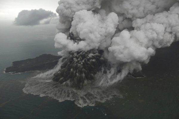 Mount Anak Krakatau erupts