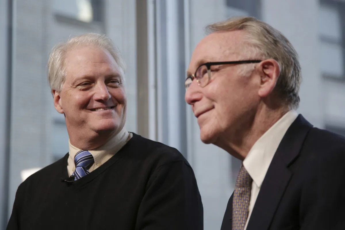 Craig Antico, left, and Jerry Ashton, co-founders of RIP Medical Debt, in New York City on Dec. 19, 2018. (AP Photo/Seth Wenig)