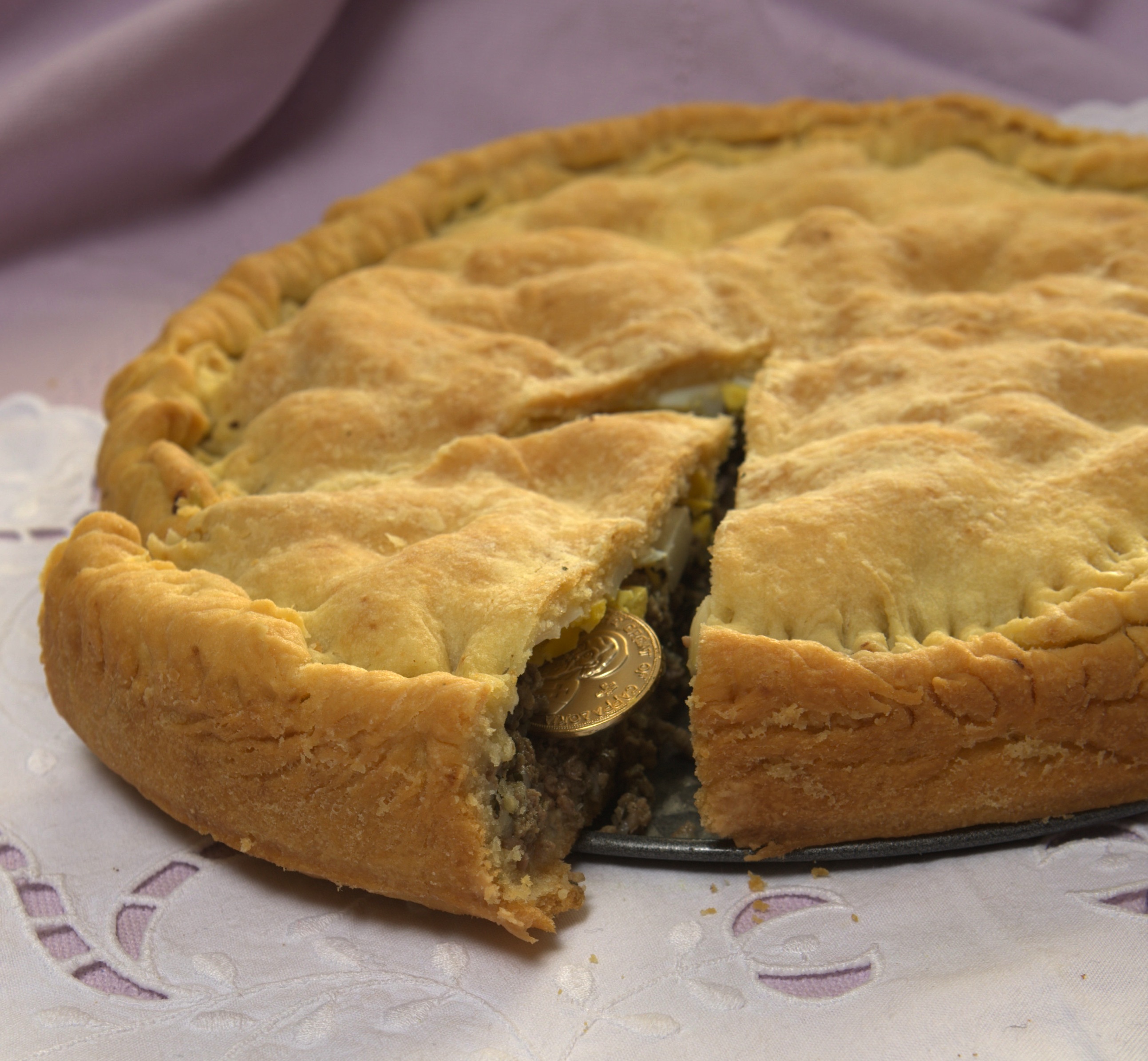 Maria Loi's Vasilopita Politiki - New Year's Meat Pie