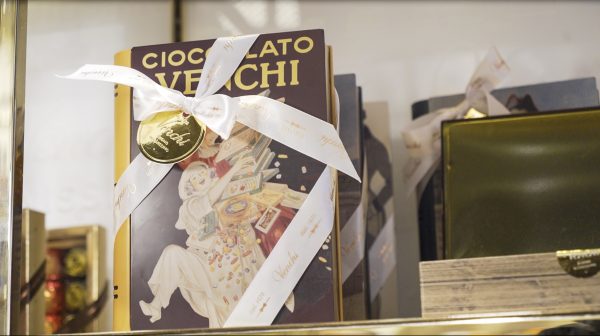 venchi chocolate gift box with old italian illustrated book packaging