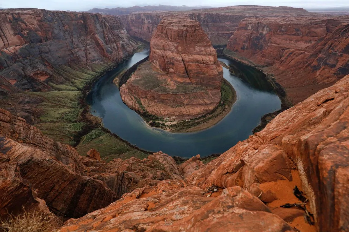The Colorado River wraps around Horseshoe Bend in the Glen Canyon National Recreation Area in Page, Ariz., on Feb. 11, 2017. (Rhona Wise /AFP/Getty Images)