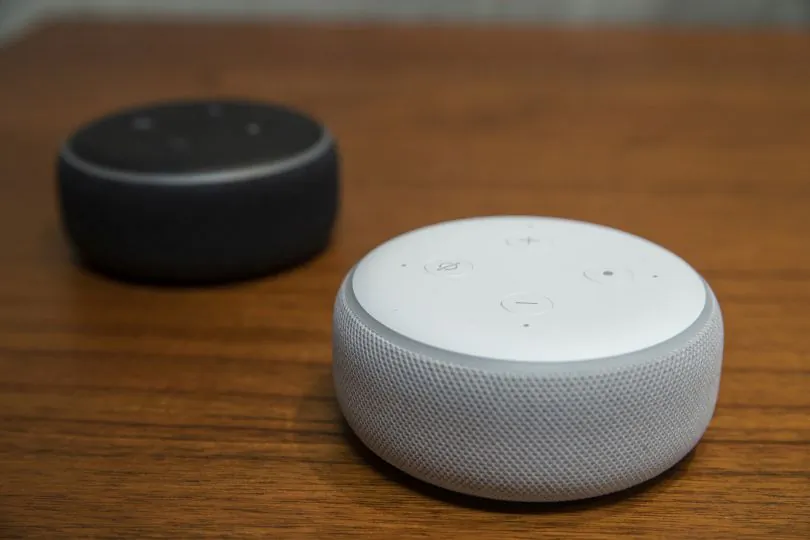 Updated "Echo Dots" are pictured at Amazon Headquarters, following a launch event, on September 20, 2018 in Seattle Washington. Amazon launched more than 70 Alexa-enabled products during the event. (Stephen Brashear/Getty Images)