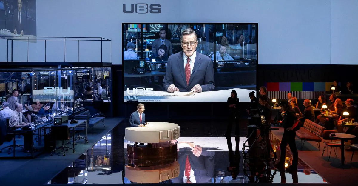 Bryan Cranston as Howard Beale is superb and the set of “Network” is stunning.  (Jan Versweyveld)